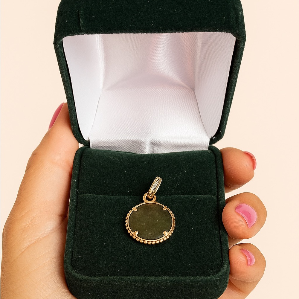 18k filled yellow Gold Pendant  genuine stone minimalist
